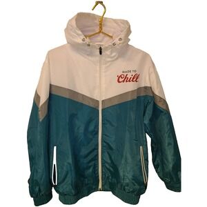 VTG Coors Light Wind Breaker Hoodie Jacket Turquoise Made to Chill Sz Sm Vents